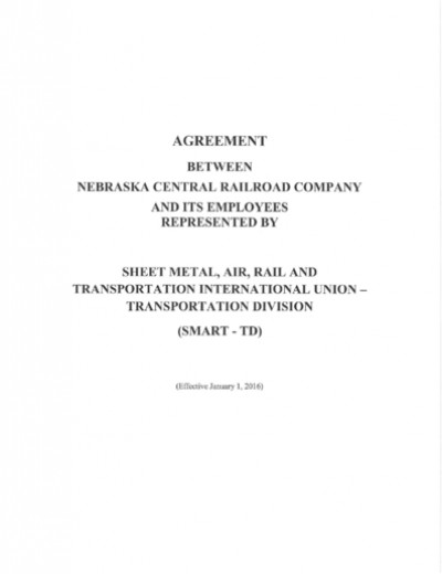 2016 Nebraska Central Railroad Agreement