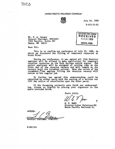 TEMPORARY VACANCIES: GREEN RIVER