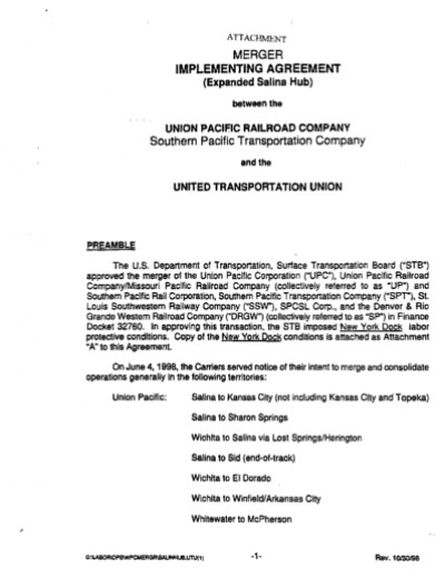 EXPANDED SALINA HUB AGREEMENT