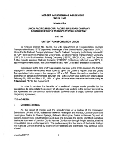 SALINA HUB IMPLEMENTING AGREEMENT