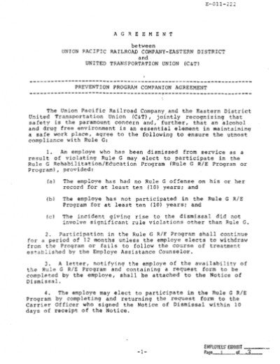 RULE G & COMPANION AGREEMENT: ED