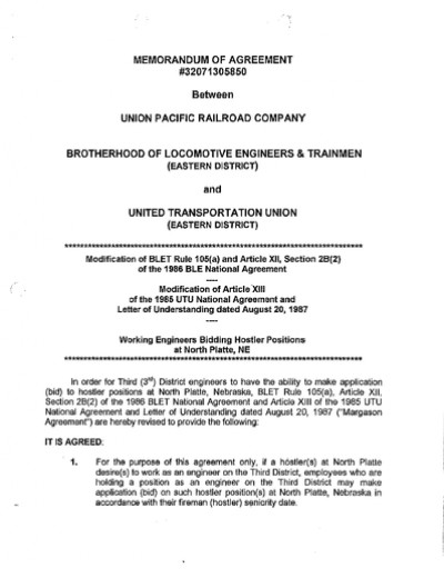 ENGINEERS BIDDING TO HOSTLER- NORTH PLATTE