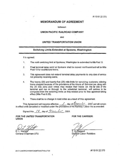 SWITCHING LIMITS- SPOKANE