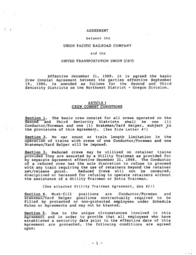 1989 CREW CONSIST AGREEMENT - NWD 2ND/3RD DISTS