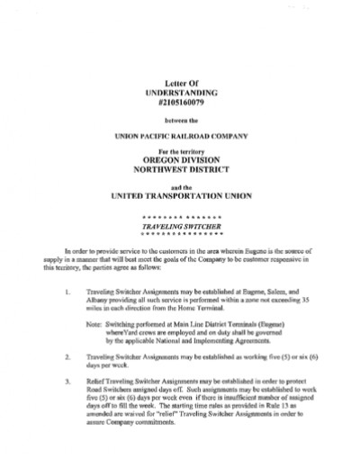 TRAVELING SWITCHER: EUGENE-SALEM-ALBANY