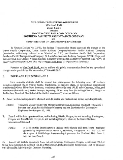 PORTLAND HUB AGREEMENT: ZONE 2 & 3 BLE
