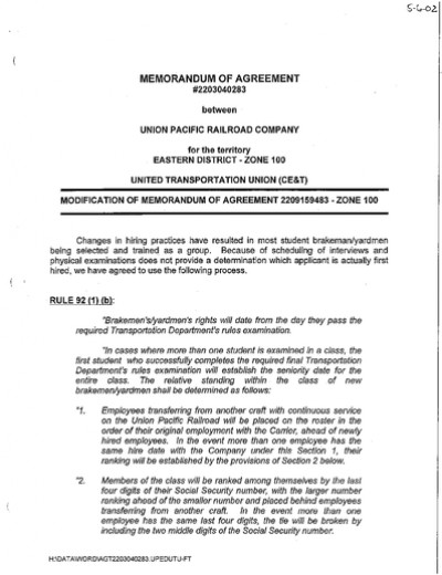 Rule 92 (1) (b) Establishing of Seniority