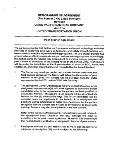 CNW Peer Trainer Agreement