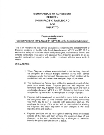 Flagging Assignment Kenosha Sub