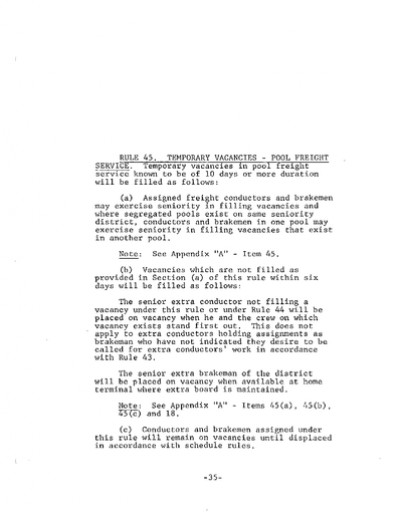 Rule 45: Temp Vacancies- Pool Freight Service