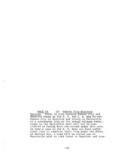 Rule 49: Kansas City - Beatrice Service