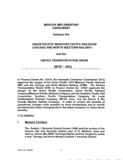 Ft. Madison - New York Dock Agreement