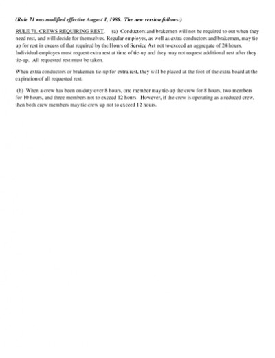 Rule 71: Tie-Ups- Crews Requiring Rest