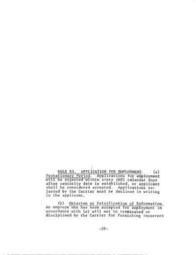 Rule 83: Application for Employement