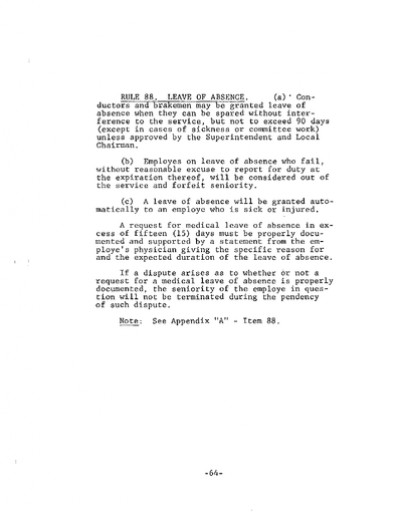 Rule 88: Leave of Absence