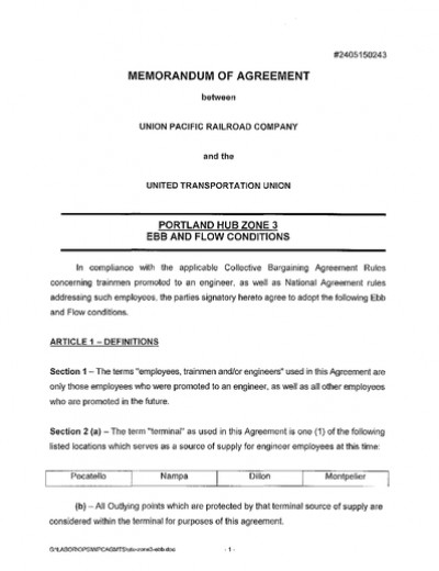 EBB & FLOW CONDITIONS: PORTLAND HUB ZONE 3