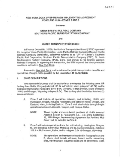 PORTLAND HUB IMPLEMENTING AGREEMENT - ZONE 2 & 3