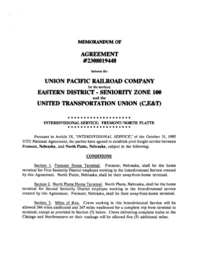 FREMONT-NORTH PLATTE INTERDIVISIONAL SERVICE