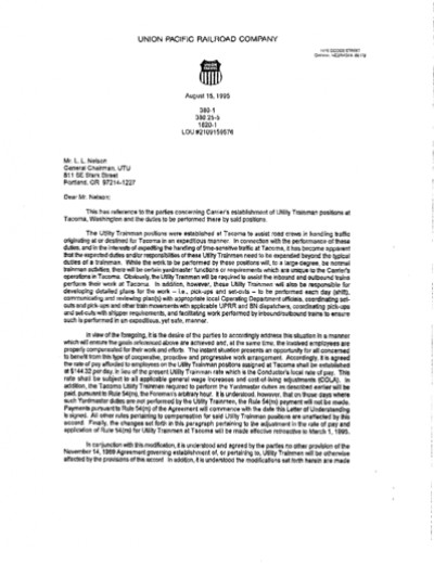 UTILITY TRAINMAN-TACOMA