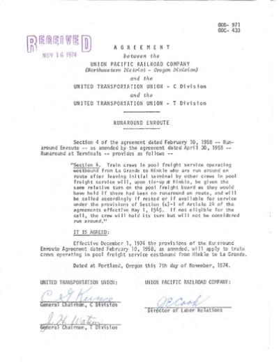 INTERDIVISIONAL SERVICE: HINKLE-LAGRANDE