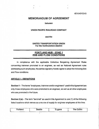 EBB & FLOW CONDITIONS: PORTLAND HUB ZONE 1